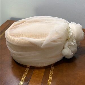 Pillbox hat, with train for wedding